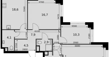 Apartamento 3 habitaciones en Moscú, Rusia