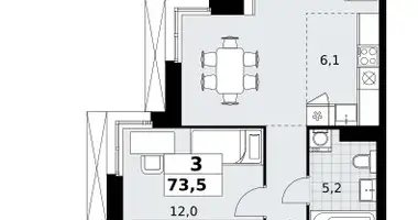 Mieszkanie 3 pokoi w Kommunarka, Rosja