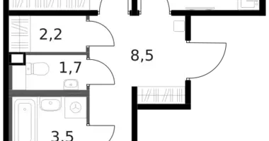 2 room apartment in Moscow, Russia