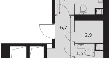 Apartamento 2 habitaciones en Moscú, Rusia