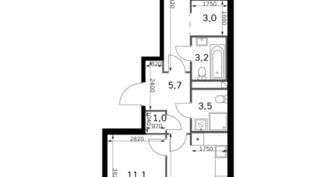 2 room apartment in Moscow, Russia