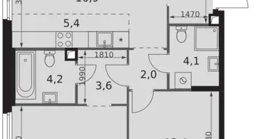 3 room apartment in Moscow, Russia