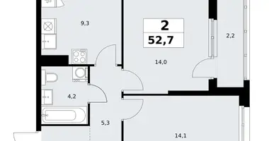 Apartamento 2 habitaciones en Kommunarka, Rusia