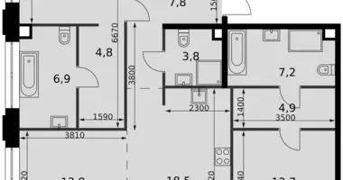 Mieszkanie 3 pokoi w Moskwa, Rosja