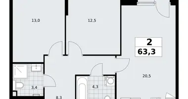 Mieszkanie 2 pokoi w Troick, Rosja