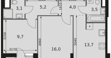 2 room apartment in Moscow, Russia