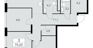 Wohnung 3 zimmer in Moskau, Russland