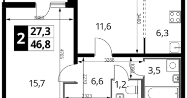 Apartamento 2 habitaciones en Liúbertsy, Rusia