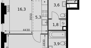 2 room apartment in Moscow, Russia