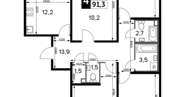 4 room apartment in Lyubertsy, Russia