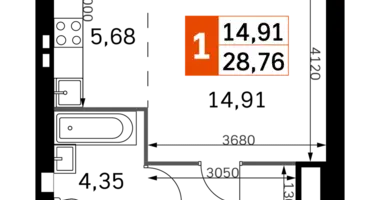 Студия 1 комната в Одинцовский городской округ, Россия