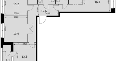 3 room apartment in Moscow, Russia