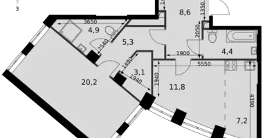 Appartement 1 chambre dans Moscou, Russie