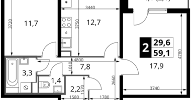 Mieszkanie 2 pokoi w Leninsky District, Rosja