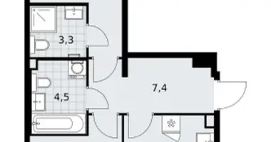 Mieszkanie 2 pokoi w Troick, Rosja