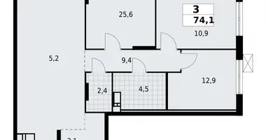 3 room apartment in Krasnoye Selo, Russia