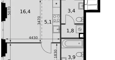 Mieszkanie 2 pokoi w Moskwa, Rosja