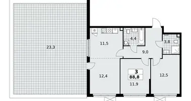 Apartamento 3 habitaciones en Kommunarka, Rusia