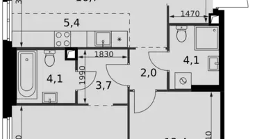 3 room apartment in Moscow, Russia