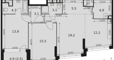 Wohnung 3 zimmer in Moskau, Russland
