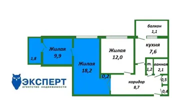Квартира 3 комнаты в Минск, Беларусь