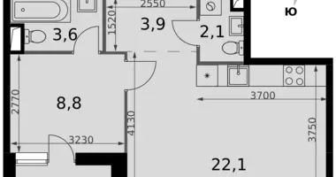 2 room apartment in Moscow, Russia