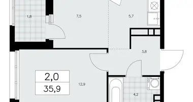 Wohnung 2 zimmer in Kommunarka, Russland