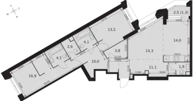 Apartamento 3 habitaciones en Moscú, Rusia