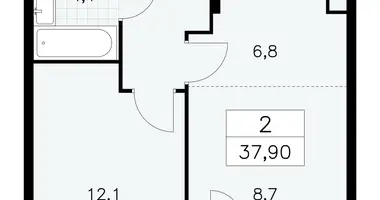 2 room apartment in Kommunarka, Russia