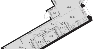 Apartamento 2 habitaciones en Moscú, Rusia