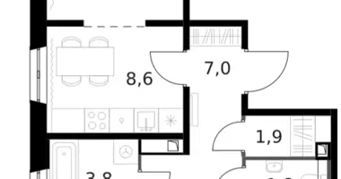 3 room apartment in Moscow, Russia