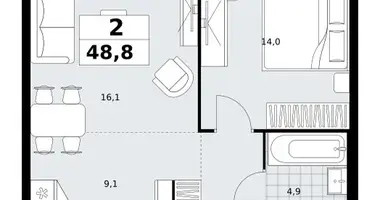 Appartement 2 chambres dans Kommunarka, Russie