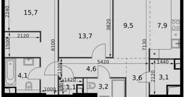 2 room apartment in Moscow, Russia