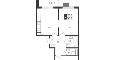 Apartamento 2 habitaciones en Leninsky District, Rusia