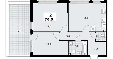 2 room apartment in Kommunarka, Russia