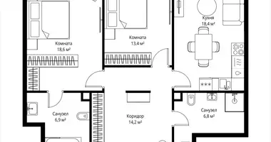 2 room apartment in Moscow, Russia