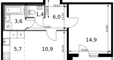 Wohnung 2 zimmer in Leninsky District, Russland