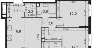 Wohnung 3 zimmer in Moskau, Russland