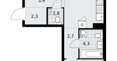 2 room apartment in Kommunarka, Russia