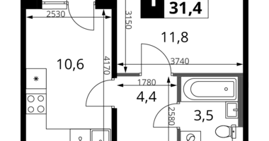 Квартира 1 комната в Химки, Россия