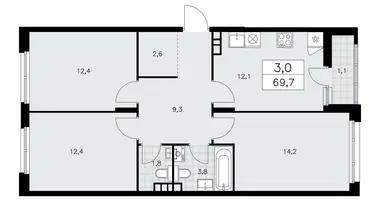 3 room apartment in Kommunarka, Russia