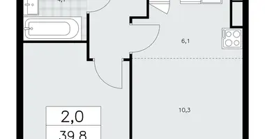 2 room apartment in Kommunarka, Russia