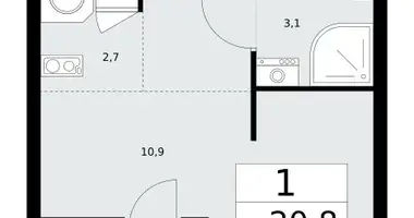 1 room apartment in Kommunarka, Russia
