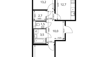Appartement 2 chambres dans Khimki, Russie