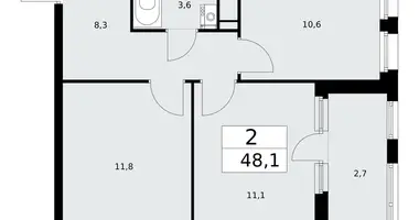 Wohnung 2 zimmer in Kommunarka, Russland