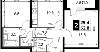 Mieszkanie 2 pokoi w Leninsky District, Rosja