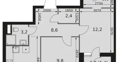 2 room apartment in Moscow, Russia