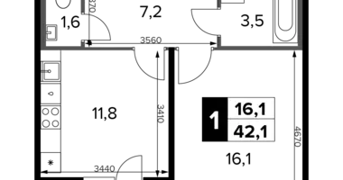 Квартира 1 комната в Сапроново, Россия