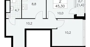 2 room apartment in Moscow, Russia