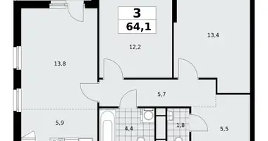 Квартира 3 комнаты в район Коммунарка, Россия